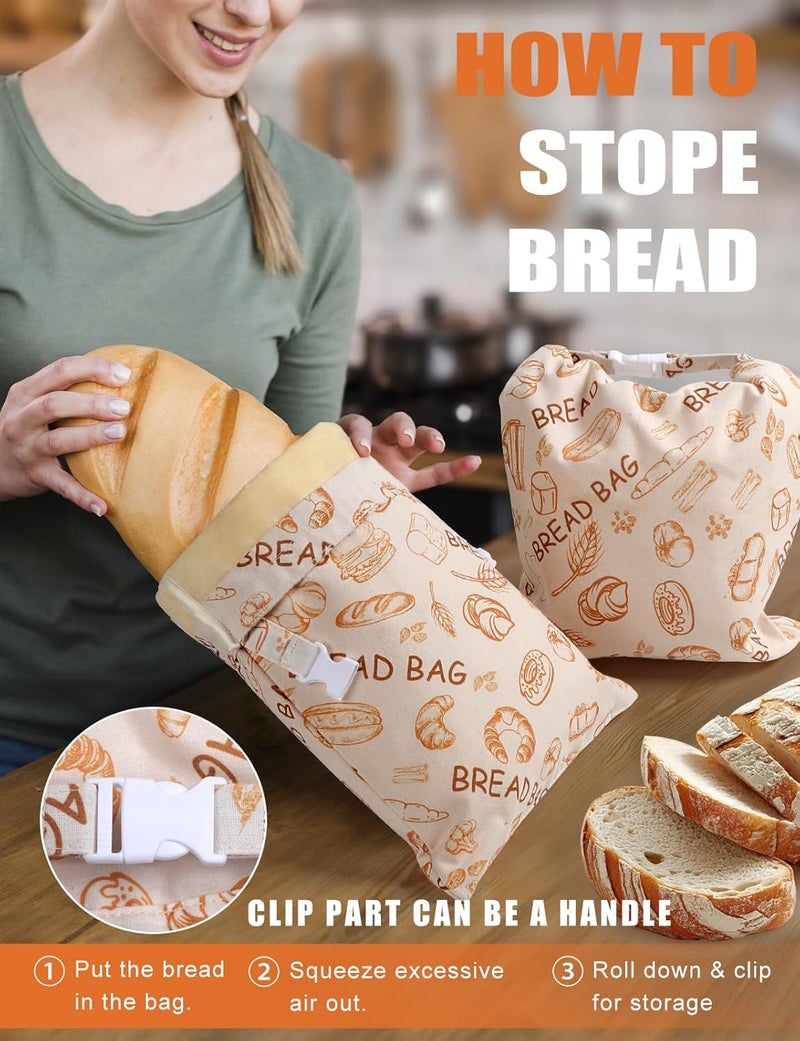bomis Reusable Beeswax Bread Bags(2 Pack), Beeswax Bags for Sourdough/Homemade Bread, Natural Cotton Bees Wax Bag, Fresh and Refrigerable, New Upgrade Food Storage Bag, Large Capacity and Portable - Image 5